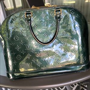 Louis Vuitton Dark Green Monogram Vernis Alma GM Bag
